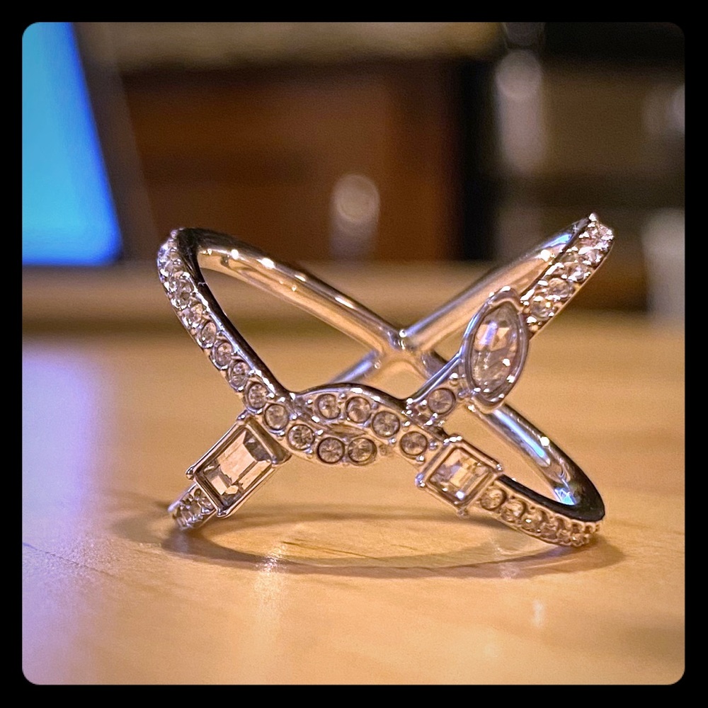 Swarovski Henrietta Cross Ring, Rhodium Plating